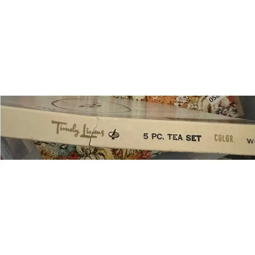 Timely Linens 5 Piece Tea Set White Sealed NIP